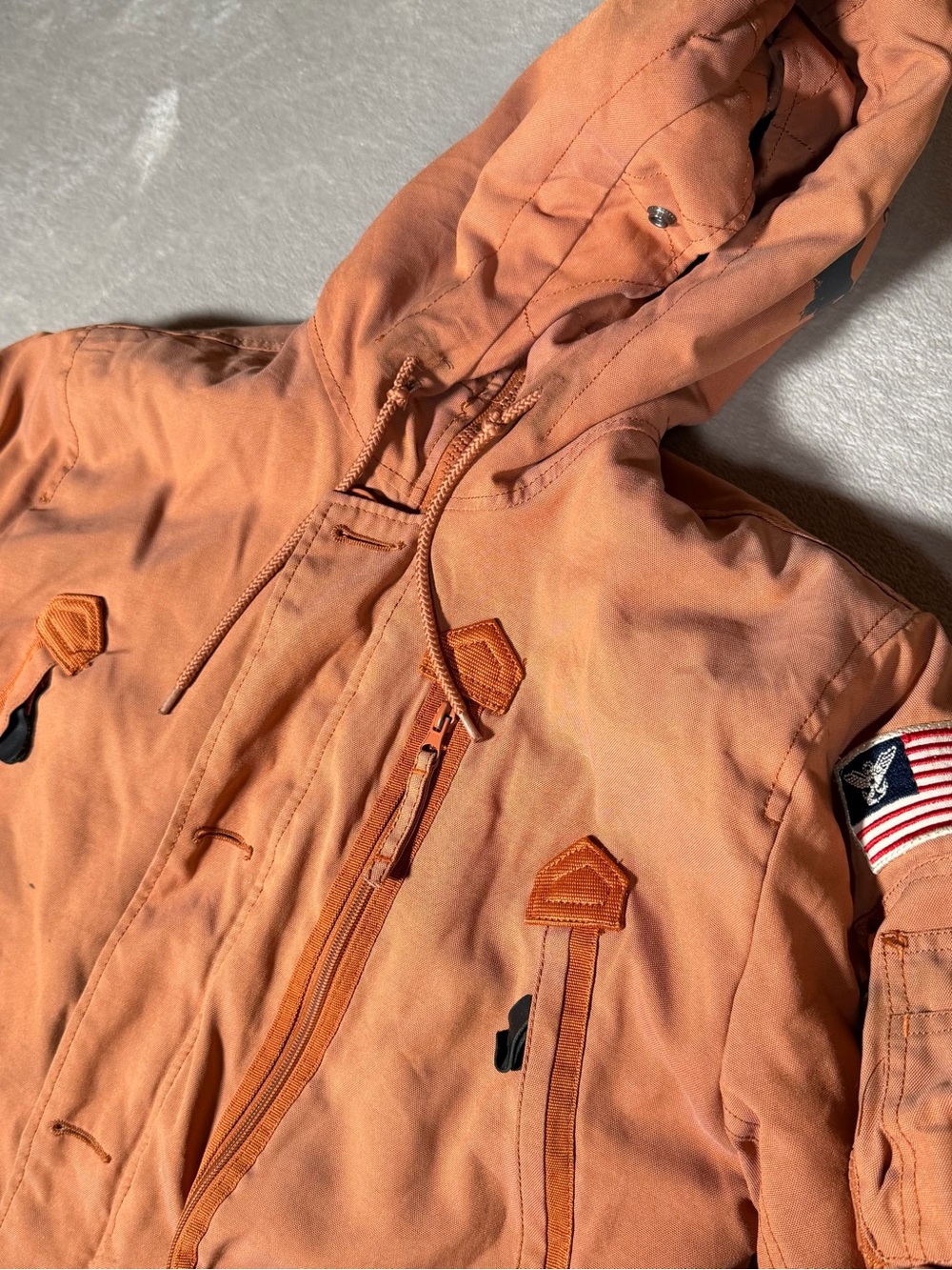 Alpha Industries Arctic Expedition Hooded Field Parka Jacket Orange Salmon XL - Picture 2 of 6